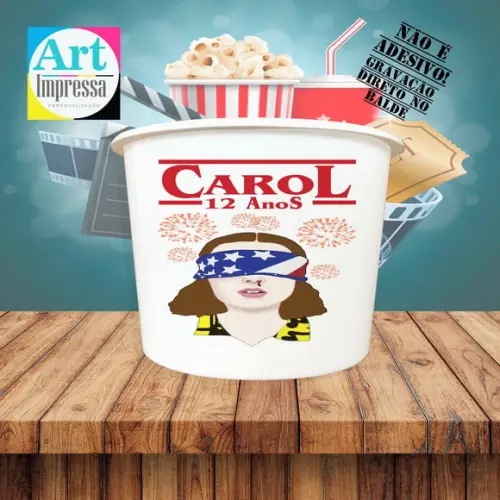 Balde de Pipoca Stranger Things Personalizado Lembrancinha
