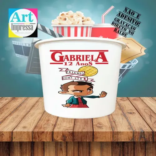 Balde de Pipoca Stranger Things Personalizado Lembrancinha