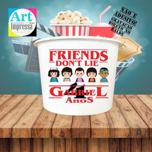 Balde de Pipoca Stranger Things Personalizado Lembrancinha