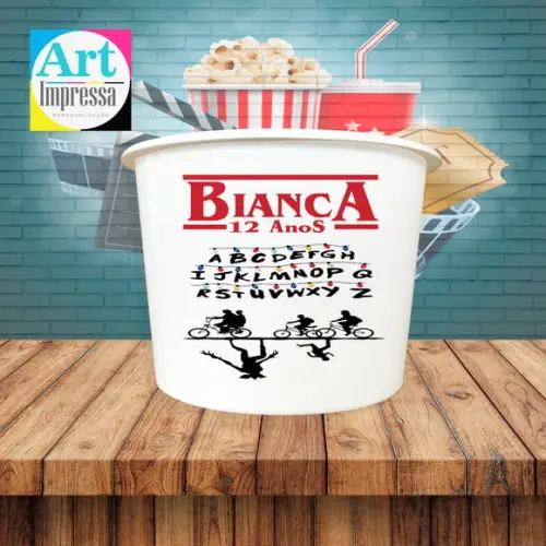 Balde de Pipoca Stranger Things Personalizado Lembrancinha