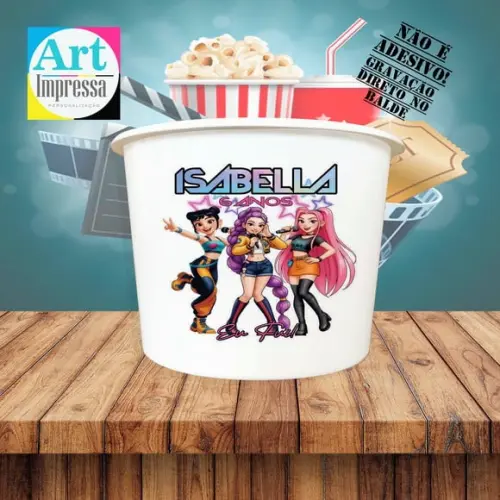 Balde de Pipoca Guerreiras K-pop Personalizado Lembrancinha