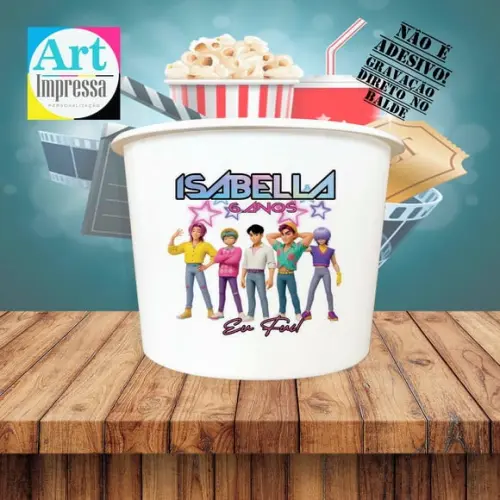 Balde de Pipoca Guerreiras K-pop Personalizado Lembrancinha