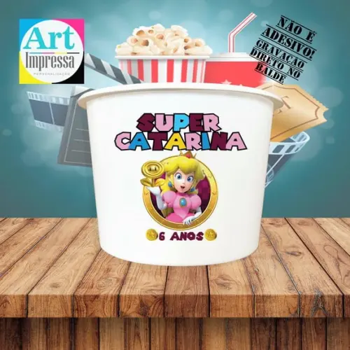 Balde de Pipoca Super Mario Bros Personalizado Lembrancinha