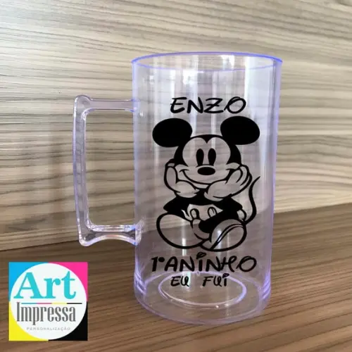 Caneca Acrílica Personalizada Mickey 500ml Lembrancinha Festa Infantil
