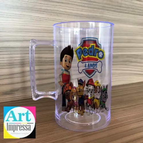 Caneca Acrílica Personalizada Patrulha Canina 500ml Lembrancinha Festa Infantil