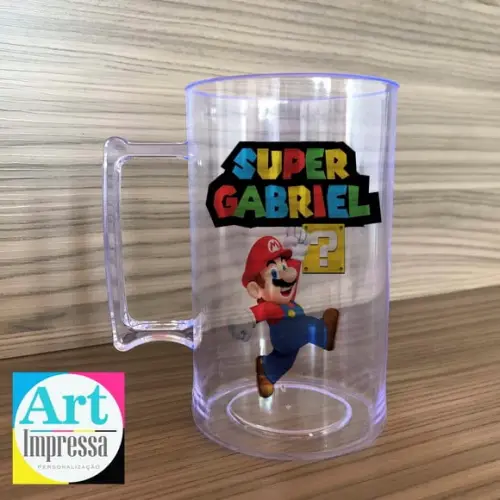 Caneca Acrílica Personalizada Super Mario 500ml Lembrancinha Festa Infantil