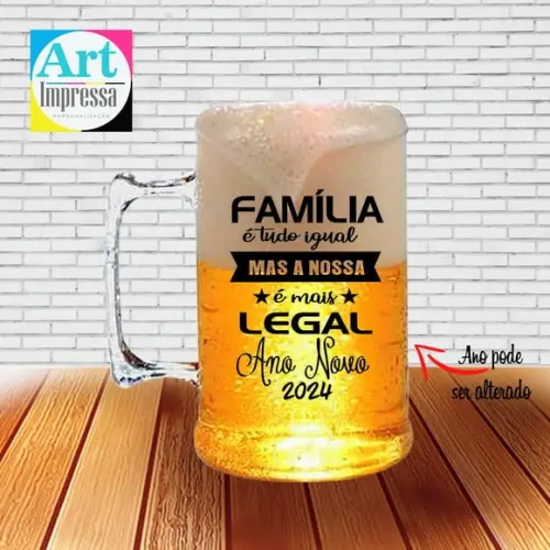 Caneca de Chopp Acrílica Personalizada Ano Novo Réveillon 500ml Lembrancinha