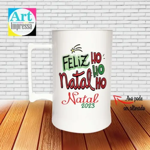 Caneca de Chopp Acrílica Personalizada Natal em Família 500ml Lembrancinha