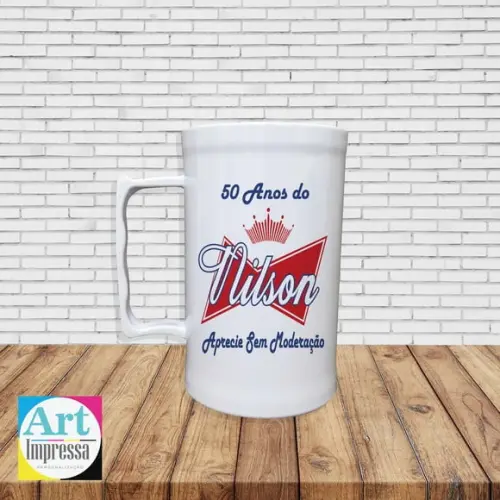 Caneca de Chopp Acrílica Personalizada 500ml Lembrancinha Festa Adulto Cerveja