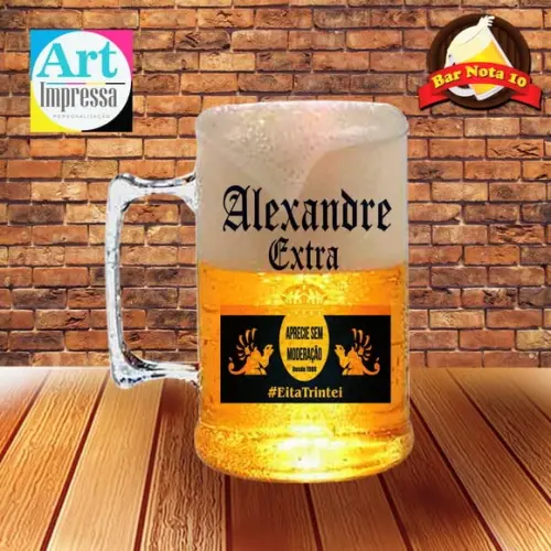 Caneca de Chopp Acrílica Personalizada 500ml Lembrancinha Festa Adulto Cerveja