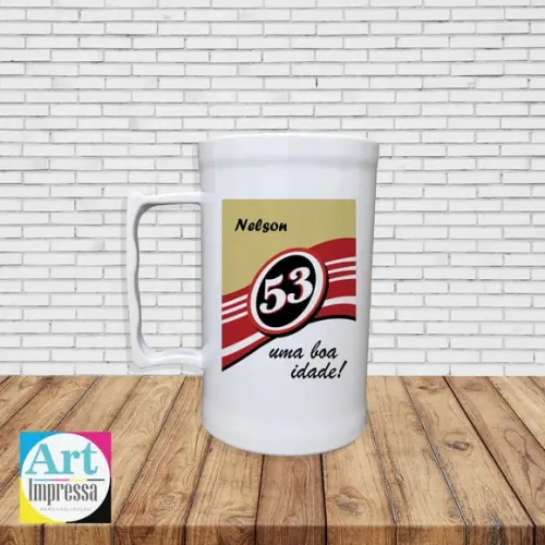 Caneca de Chopp Acrílica Personalizada 500ml Lembrancinha Festa Adulto Cerveja