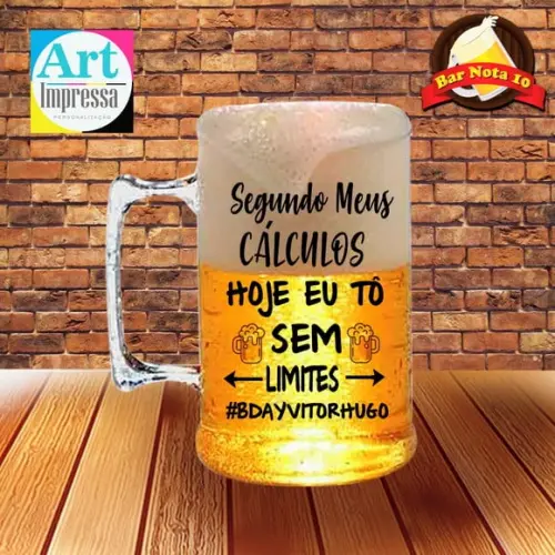 Caneca de Chopp Acrílica 500 Ml- Segundo Meu Calculos