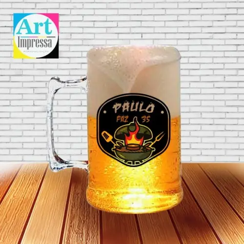 Caneca de Chopp Acrílica Personalizada Festa Churrasco 500ml Lembrancinha