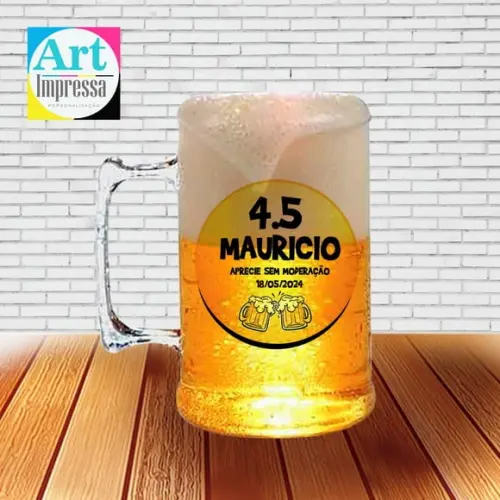 Caneca de Chopp Acrílica Personalizada Aniversário 500ml Lembrancinha