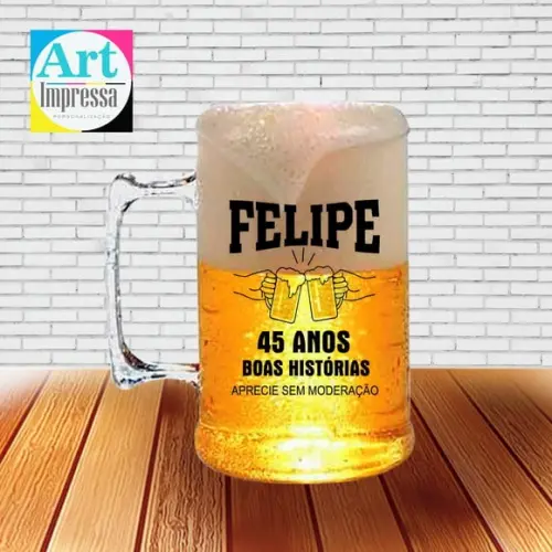 Caneca de Chopp Acrílica Personalizada Aniversário 500ml Lembrancinha