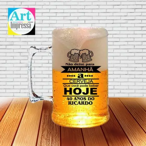 Caneca de Chopp Acrílica Personalizada Aniversário 500ml Lembrancinha