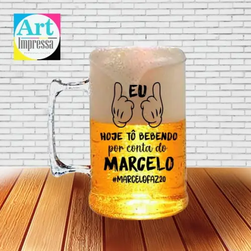 Caneca de Chopp Acrílica Personalizada Aniversário 500ml Lembrancinha