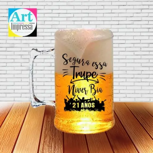 Caneca de Chopp Acrílica Personalizada Aniversário 500ml Lembrancinha