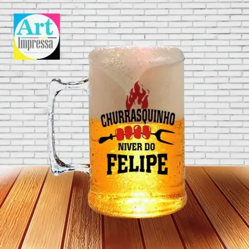 Caneca de Chopp Acrílica Personalizada Festa Churrasco 500ml Lembrancinha