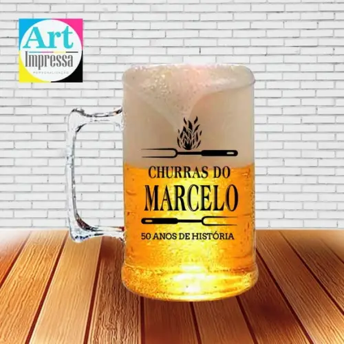 Caneca de Chopp Acrílica Personalizada 50 Anos Churrasco 500ml Lembrancinha