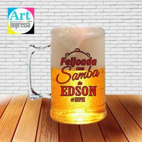 Caneca de Chopp Personalizada 500 ml Aniversário Feijoada