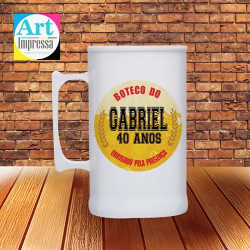 Caneca de Chopp Acrílica Personalizada 40 Anos 500ml Lembrancinha Festa Adulto
