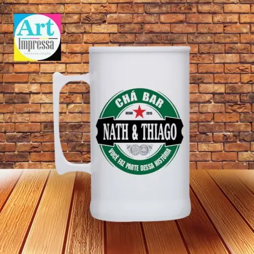 Caneca de Chopp Acrílica Personalizada Chá Bar Festa Boteco 500ml Lembrancinha