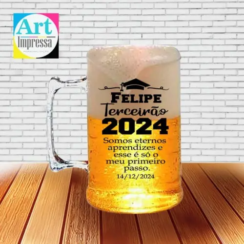 Caneca de Chopp Acrílica Personalizada Formatura Terceirão 500ml Lembrancinha