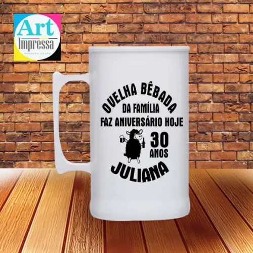 Caneca de Chopp Personalizada 500 ml Ovelha Bêbadadafamília
