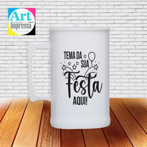 Caneca de Chopp Acrílica Personalizada 500ml no Tema da Sua Fest