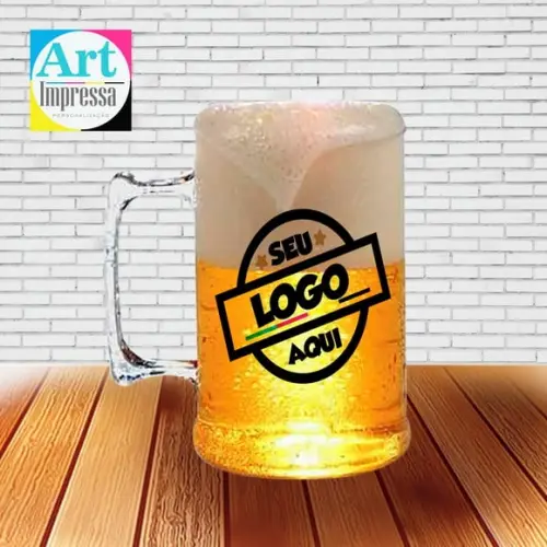 Caneca de Chopp Acrílica Personalizada com Logo da Empresa 500ml Brinde Corporativo