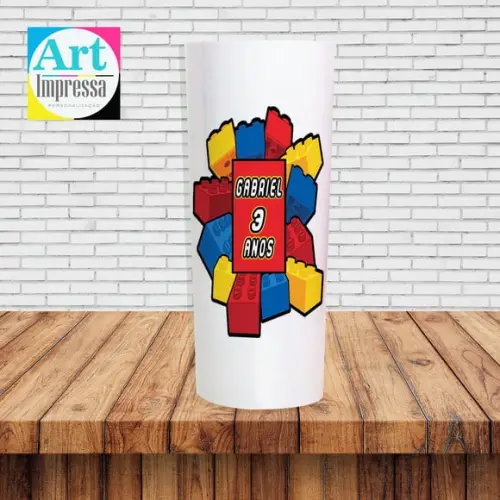 Copo Long Drink Personalizado Blocos de Montar Lego Lembrancinha