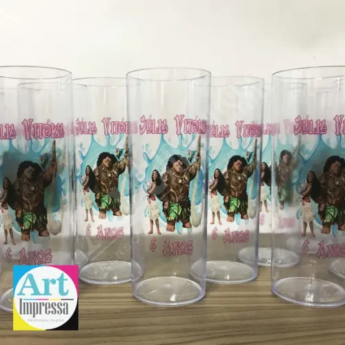 Copo Long Drink Moana Personalizado para Festa Infantil