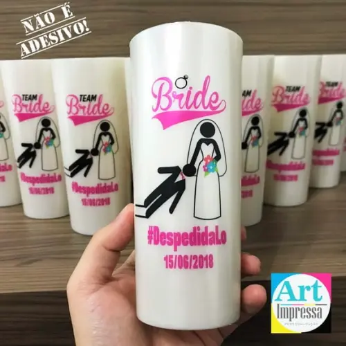 Copo Long Drink Perolado Bride Team Bride Despedida de Solteira