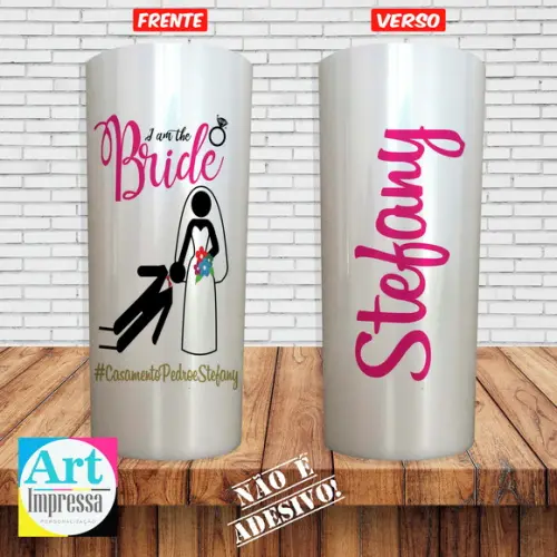 Copo Long Drink Perolado Bride Team Bride com Nomes Individual Fr