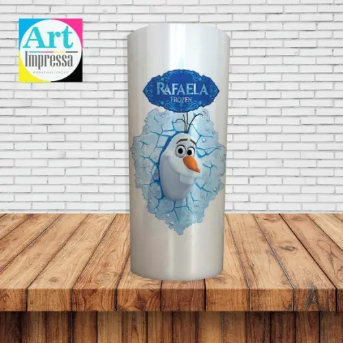 Copo Long Drink Perolado Personalizado Frozen Olaf 320ml Lembrancinha