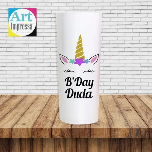 Copo Long Drink Branco Personalizado Unicórnio Lembrancinha Festa Infantil