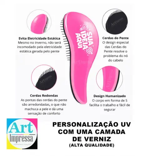 Escova Mágica Personalizada Desembaraça Sem Dor Sem Frizz Brind