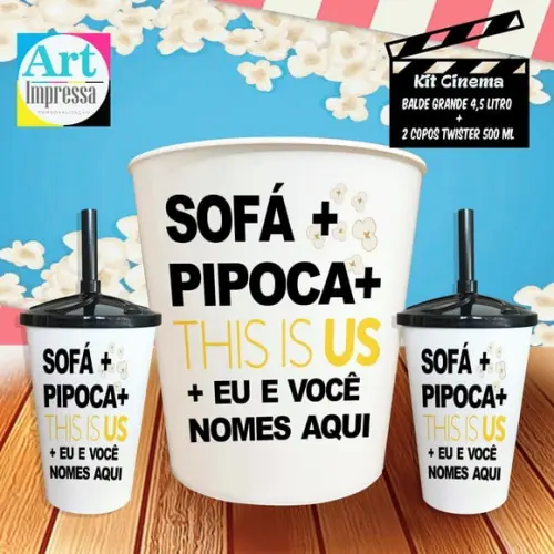 Kit Cinema Casal This Is Us Balde 4,5L + 2 Copos Twister
