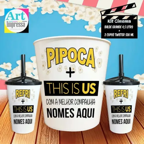 Kit Cinema Casal This Is Us Balde 4,5L + 2 Copos Twister