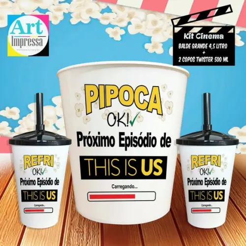 Kit Cinema Casal This Is Us Balde 4,5L + 2 Copos Twister