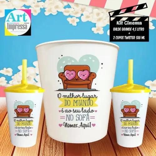 Kit Cinema Casal Melhor Lugar do Mundo é ao Seu Lado no Sofá