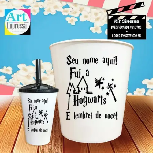 Kit Cinema Individual Harry Potter Balde 4,5L + Copo Twister Presente