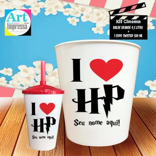 Kit Cinema Individual Harry Potter Balde 4,5L + Copo Twister Pres