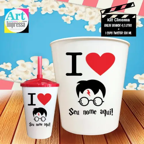 Kit Cinema Individual Harry Potter Balde 4,5L + Copo Twister Pres