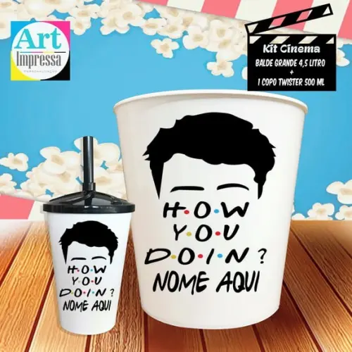 Kit Cinema Individual Friends Balde 4,5L + Copo Twister Presente