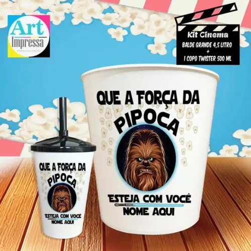 Kit Cinema Individual Baby Yoda Star Wars Balde 4,5L + Copo Twister