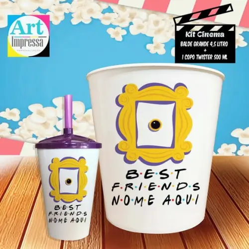 Kit Cinema Individual Friends Balde 4,5L + Copo Twister Presente