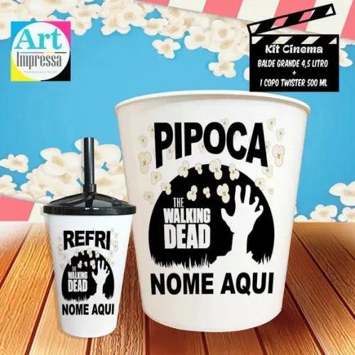 Kit Cinema Individual The Walking Dead Balde 4,5L + Copo Twister