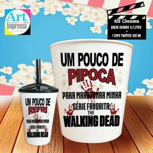 Kit Cinema Individual The Walking Dead Balde 4,5L + Copo Twister
